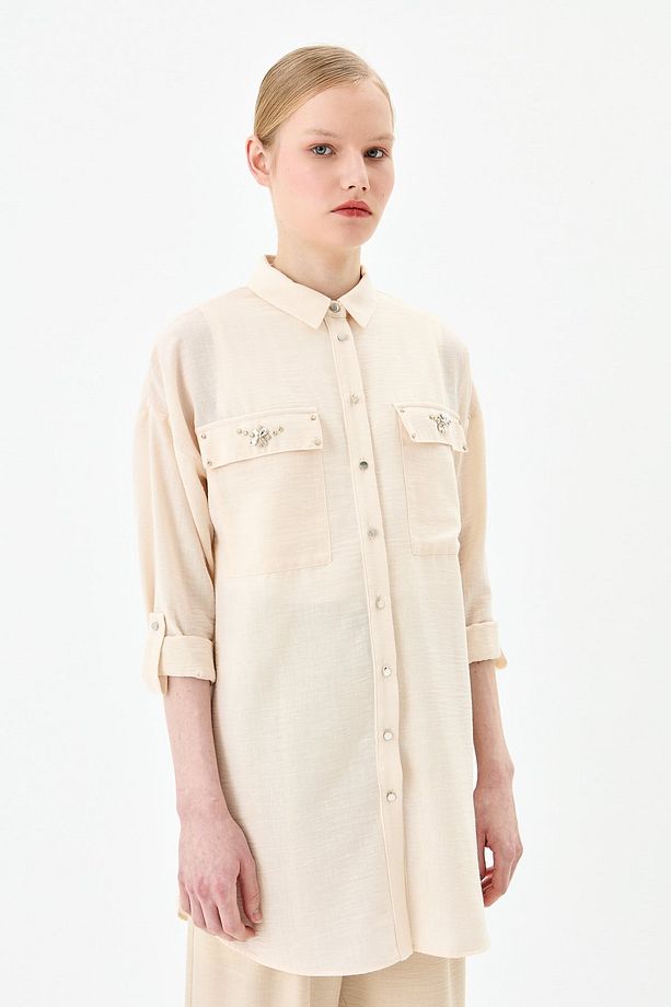 Taş Detaylı Oversize Tunik Taş - 6