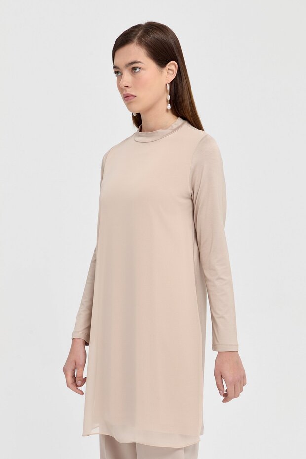 Şifonlu Penye Tunik Taş - 5