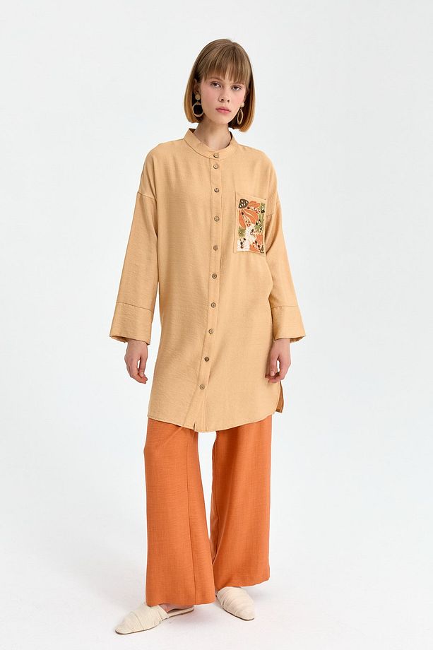 Cebi Nakışlı Tunik Camel - 5