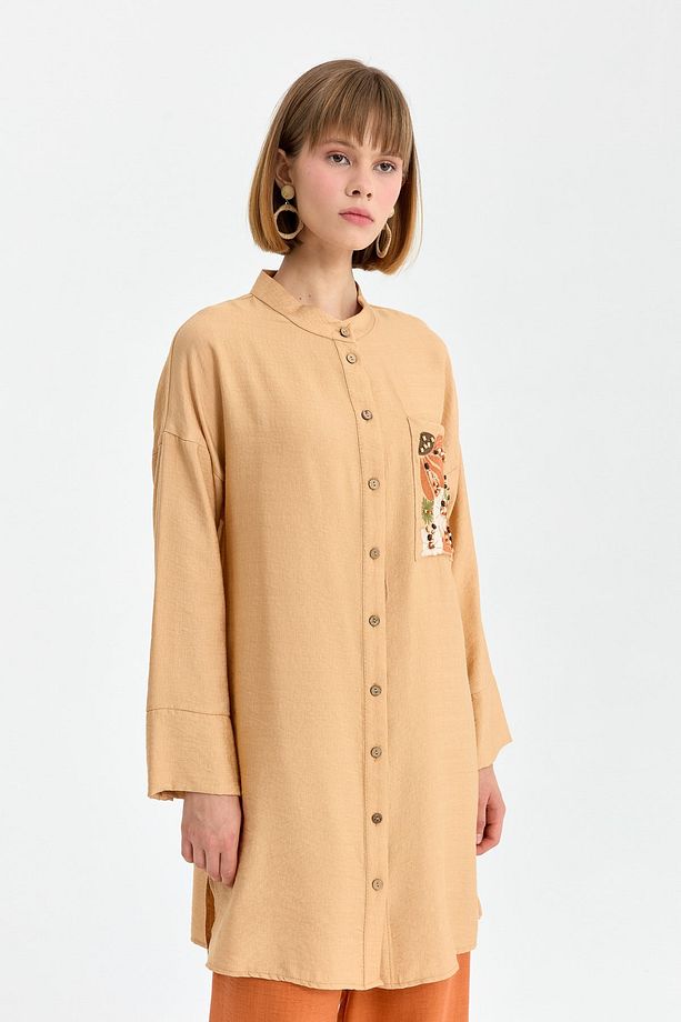 Cebi Nakışlı Tunik Camel - 2