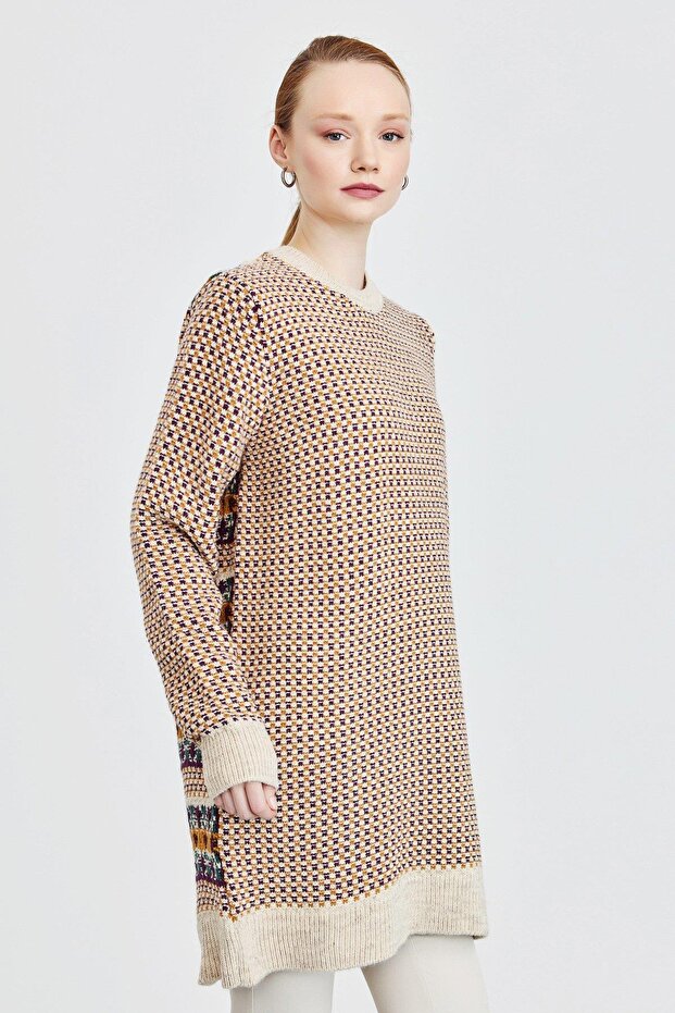 Vintage Triko Tunik Mor - 7