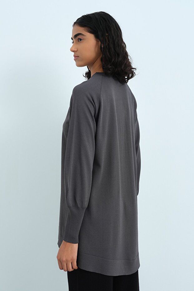 Balon Kol Triko Tunik Antrasit - 4