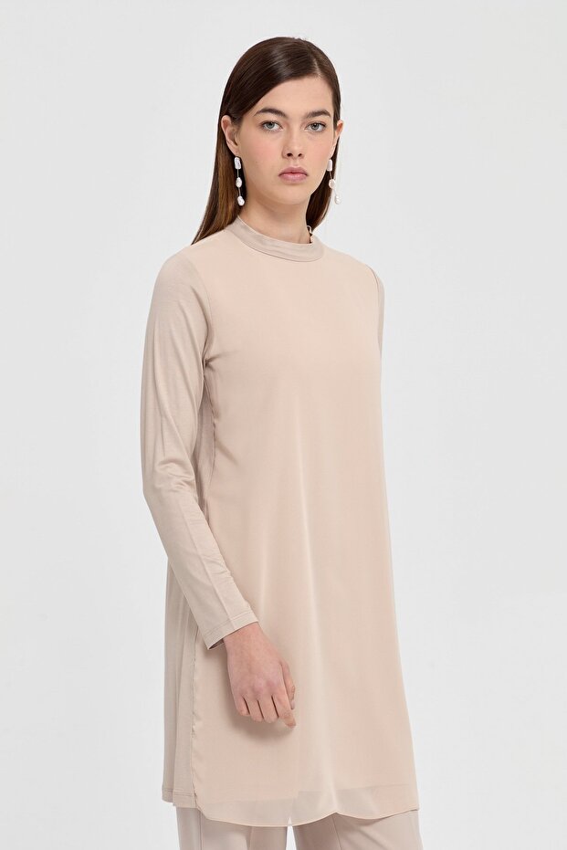 Şifonlu Penye Tunik Taş - 4