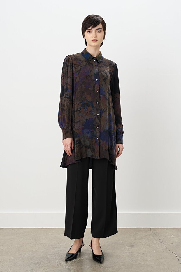 Desenli Cupra Tunik Mor - 5