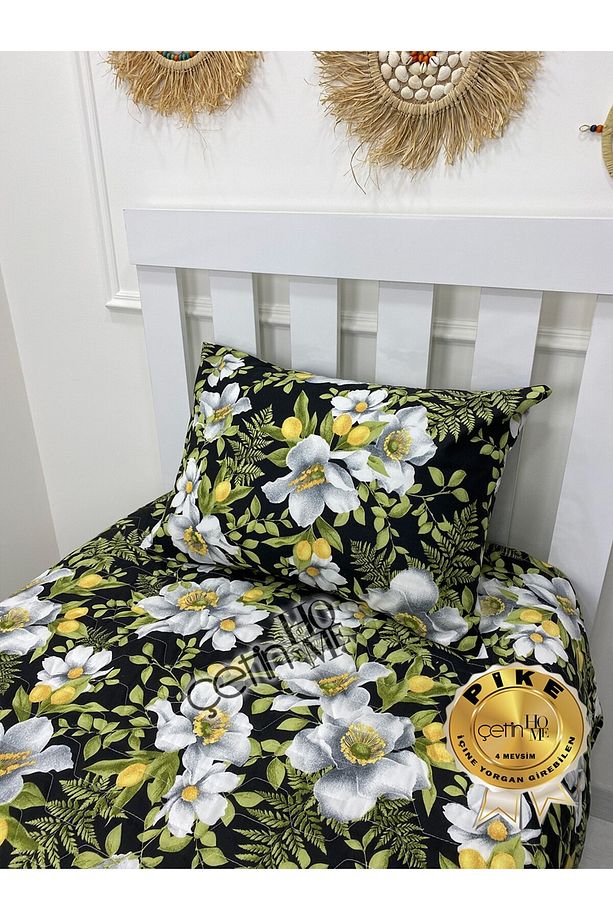 Çetinhome Tek Kişilik Kapitone Pike Seti 4 Mevsim Limon Çiçeği - 4