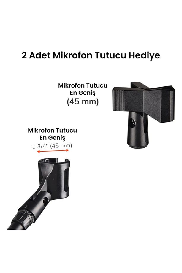 MS100 Üst Kalite Demir Mikrofon Standı Sehpası Ayaklığı (Taşıma Çantası ve Tutacak Hediye) - 3