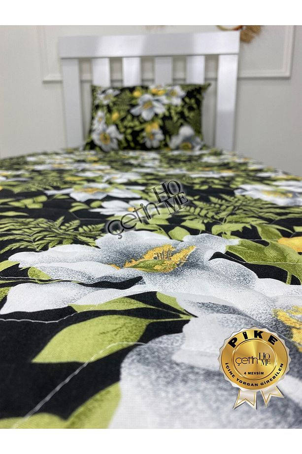 Çetinhome Tek Kişilik Kapitone Pike Seti 4 Mevsim Limon Çiçeği - 5