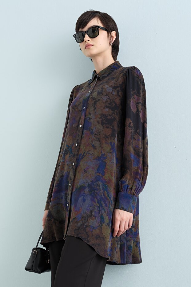 Desenli Cupra Tunik Mor - 8