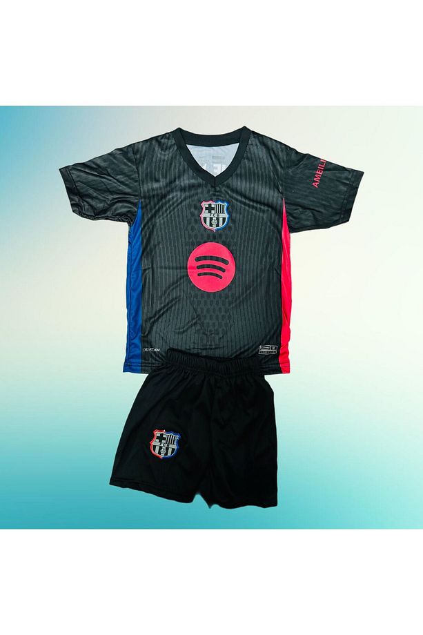F.C B.a.r.c.e.l.o.n.a Lamine Yamal 2024/25 Siyah Yeni Sezon Çocuk Futbol Forması Seti 4'lü - 2
