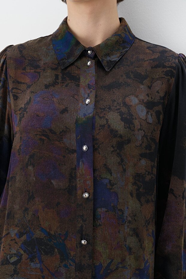 Desenli Cupra Tunik Mor - 4