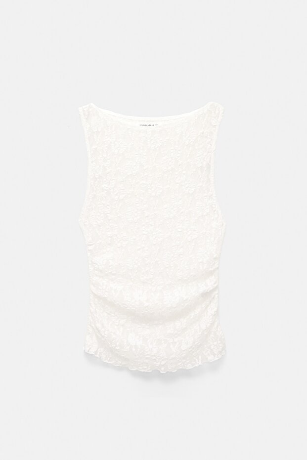 Yan büzgülü dantel top - 6