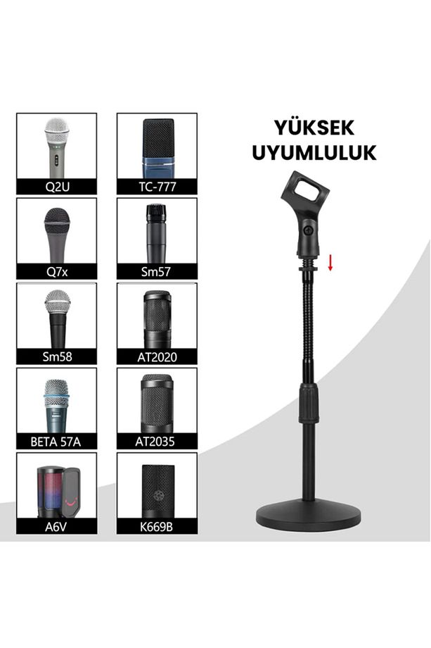 DS310 Ağır Tabanlı Masa Tipi Mikrofon Standı Ayaklığı Sehpası (MİKROFON TUTUCU HEDİYE) - 2