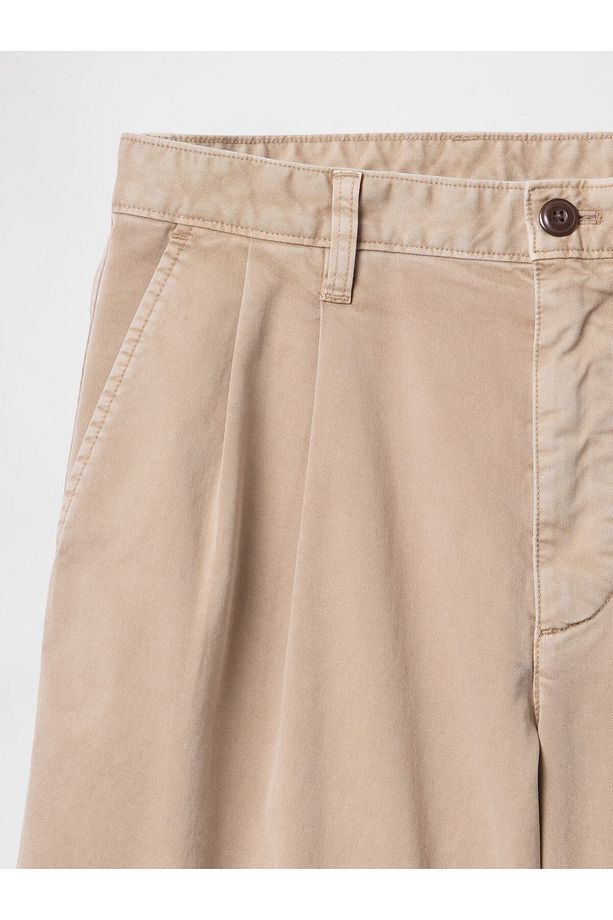 Erkek Bej Pileli Khaki Şort - 3