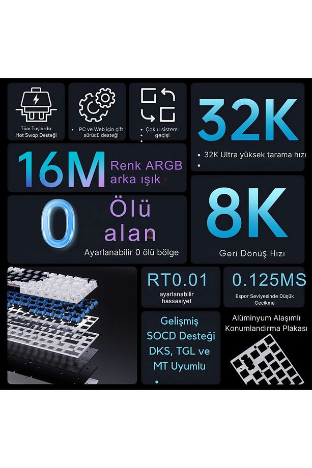 Alux 68 Max He- Kablolu Manyetik Switch Klavye- 8.000 Hz Alüminyum Gövde Argb - 6