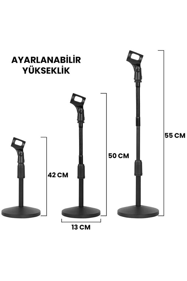 DS310 Ağır Tabanlı Masa Tipi Mikrofon Standı Ayaklığı Sehpası (MİKROFON TUTUCU HEDİYE) - 3