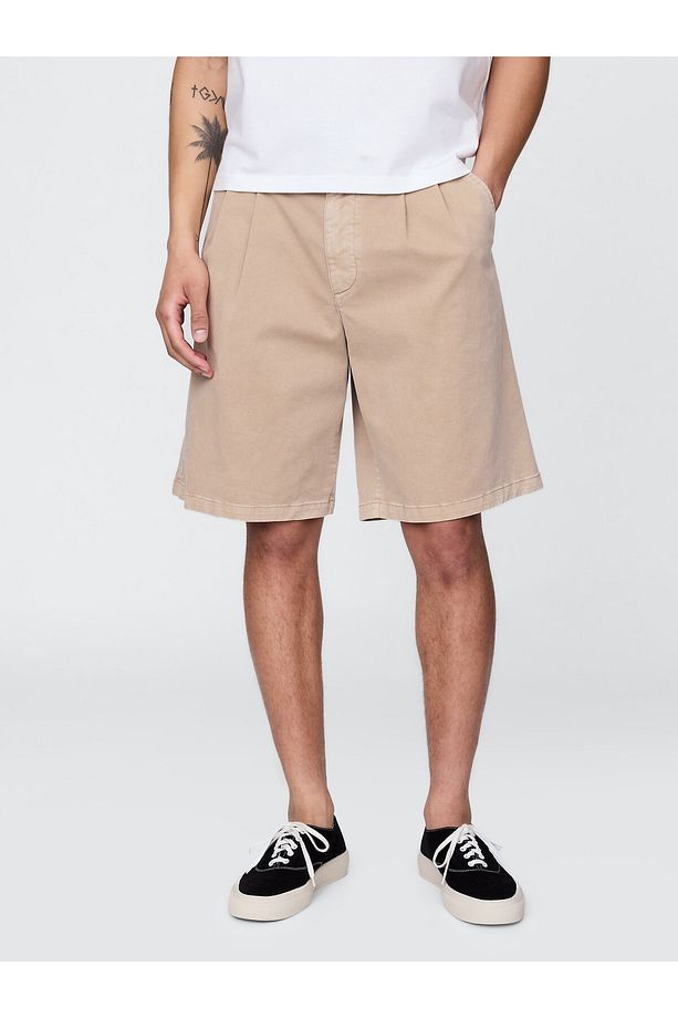 Erkek Bej Pileli Khaki Şort - 6
