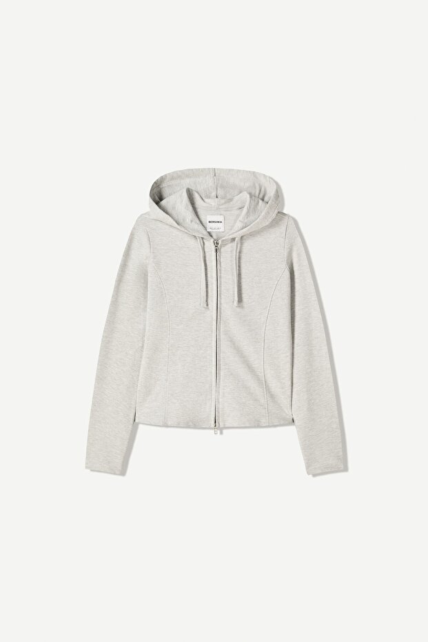 Kapüşonlu fermuarlı sweatshirt - 2