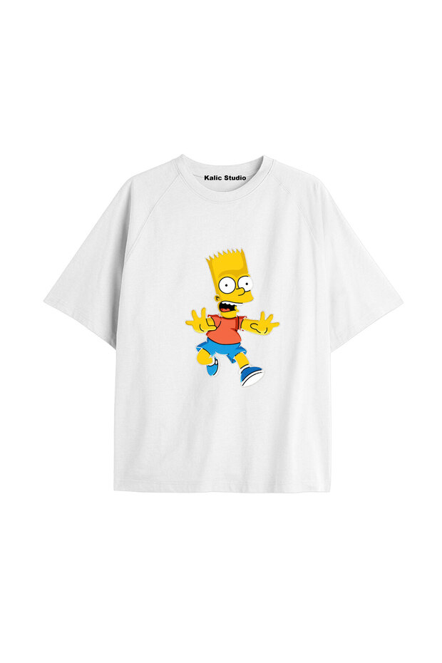 Y2K Vintage Simpson Printed White T-Shirt Kod 258