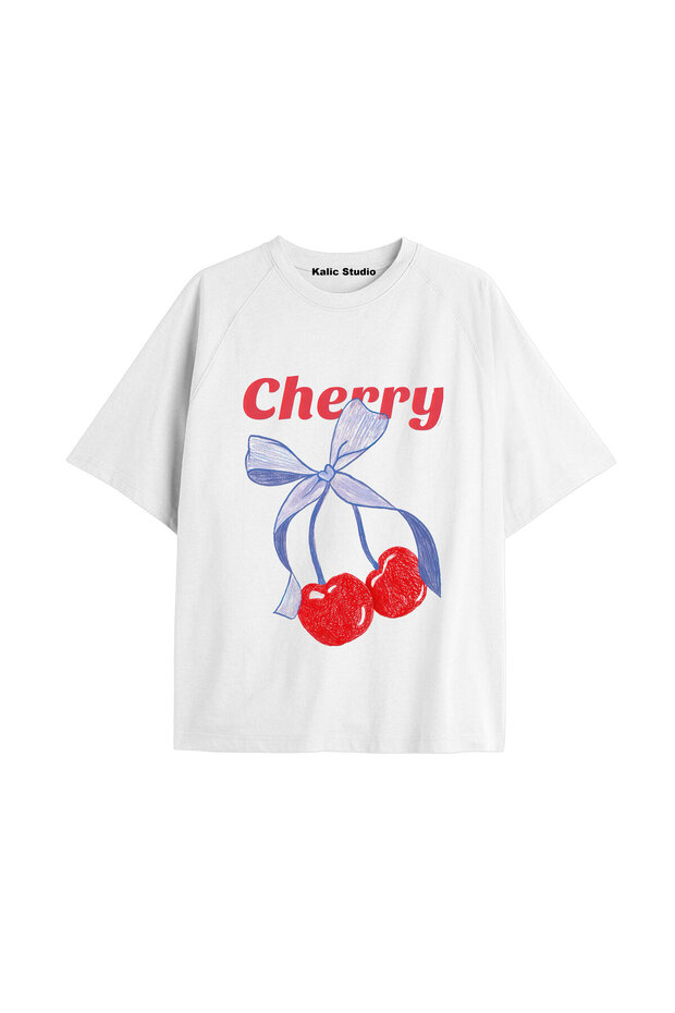 Y2K Vintage Cherry Printed Black T-Shirt Code 47
