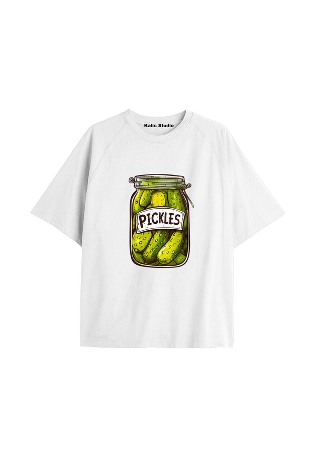 Y2K Vintage Pickles Printed White T-Shirt Kod 201