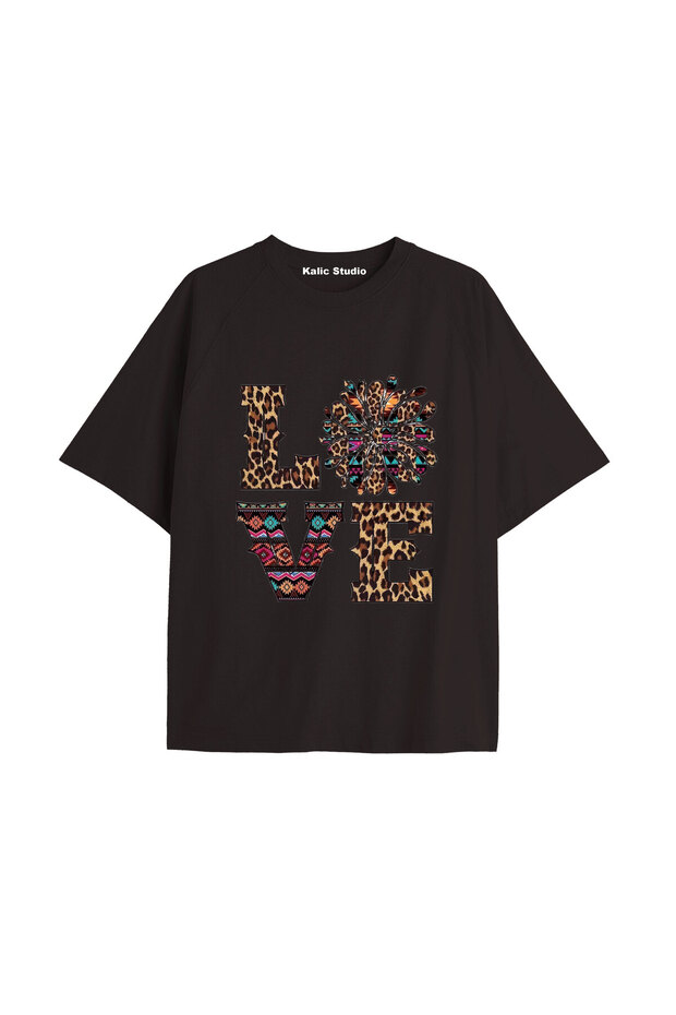 Y2K Vintage Leopard Printed Black T-Shirt Code 157