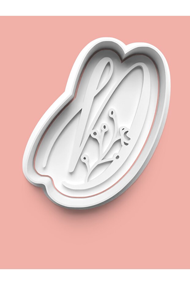Flower Patterned Letter D Cookie Mold and Sugar Paste Mold