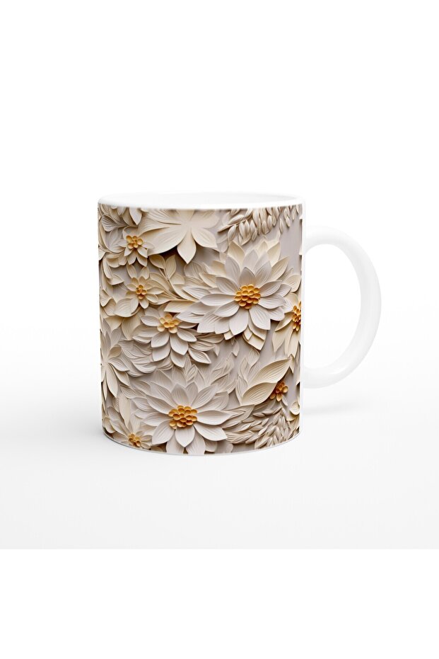 كوب منقوش على شكل زهرة متدرجة من الفانيليا - 3