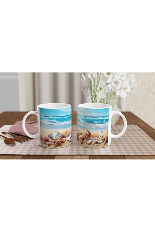 Turquoise Waves and Shells Mug - 5