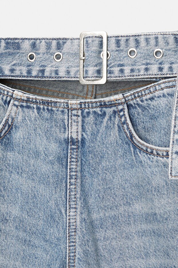 Kemerli geniş paça jean - 8