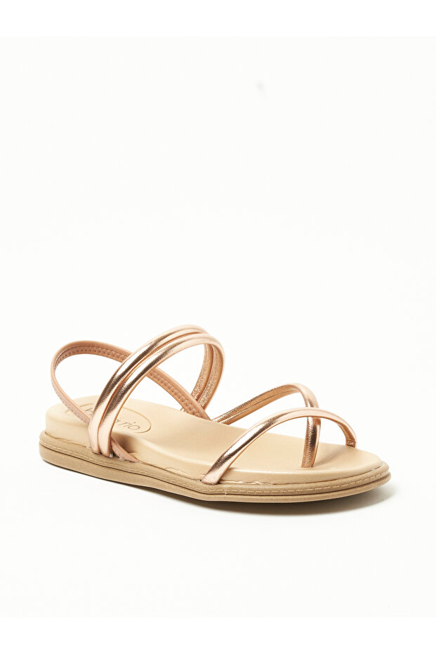 Ladies Sandals With Back Strap Gold Pink | Made In Brazil