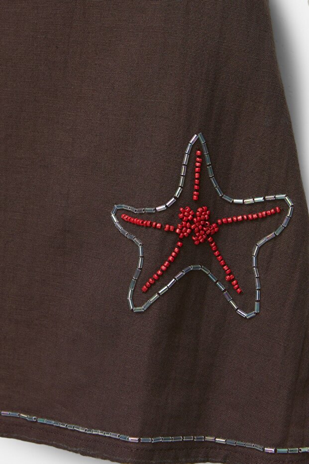 Boncuk detaylı mini etek - 7