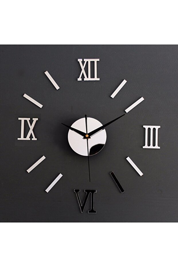 Large Wall Clock with Roman Numerals Silver - 1