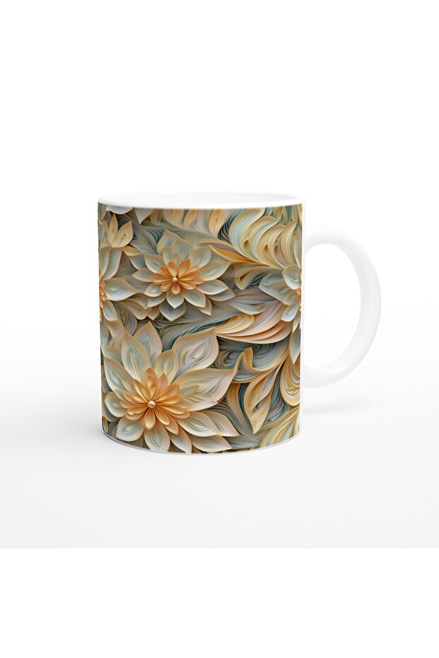 كوب منقوش على شكل زهرة موجات ذهبية - 3