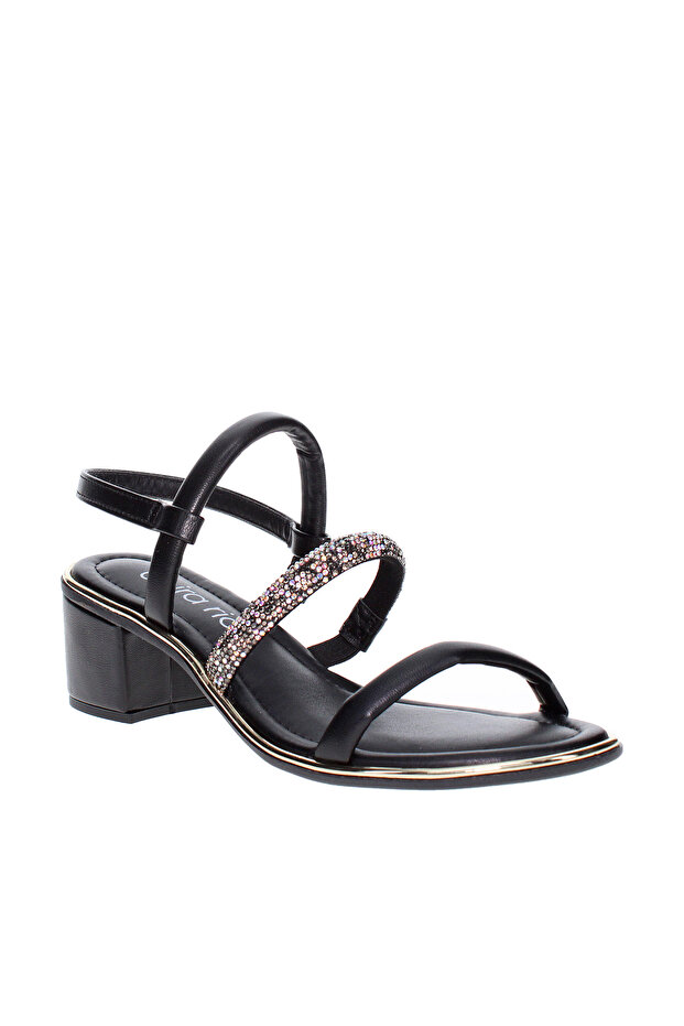 Ladies Mid Heel Sandals Black | Made In Brazil