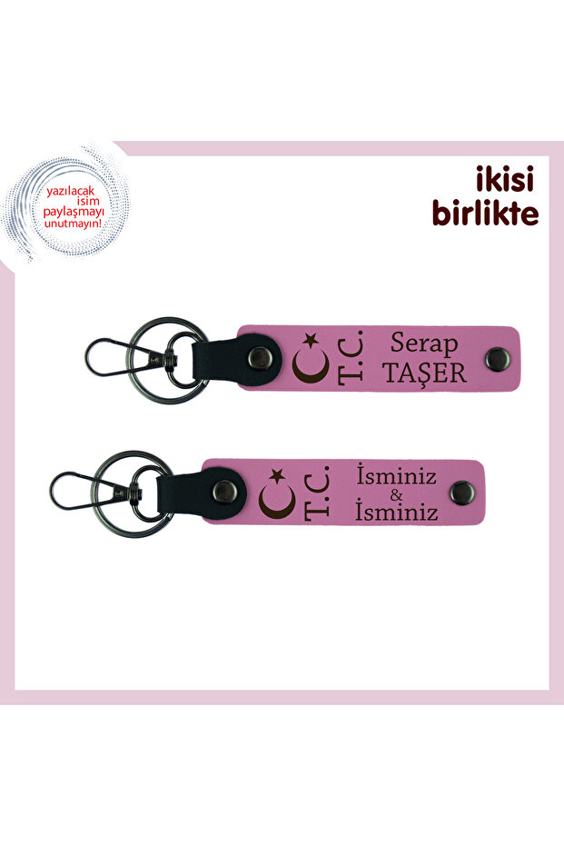 Set, Pink-Pink, Homeland Themed Gift for Valentine's Day – Moon Star Tc Leather Keychain