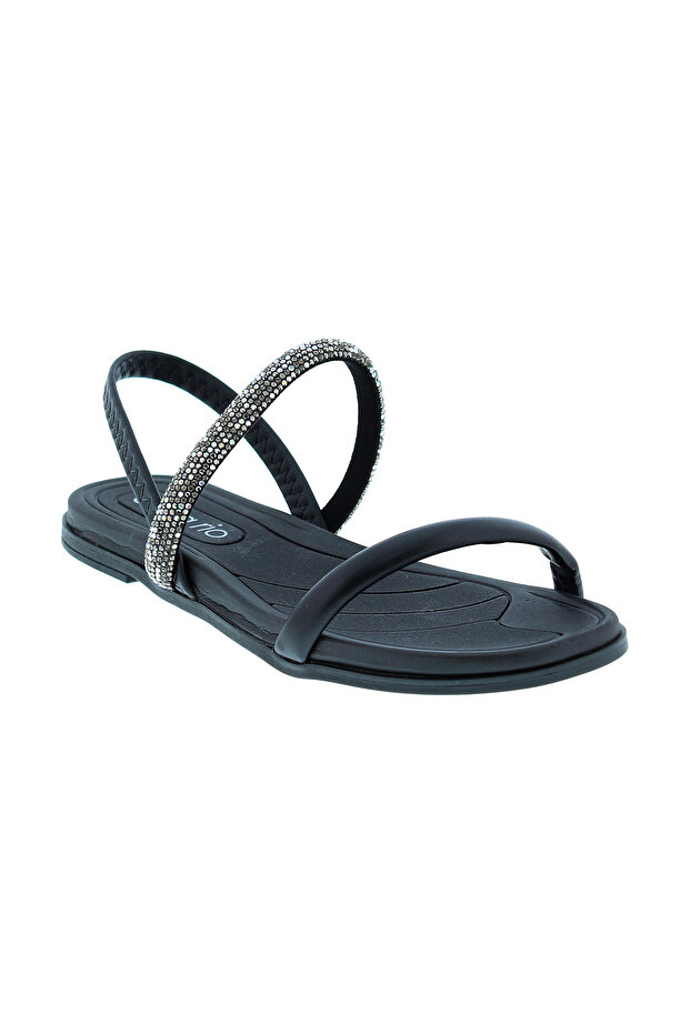 Ladies Flat Sandals Black | Made In Brazil