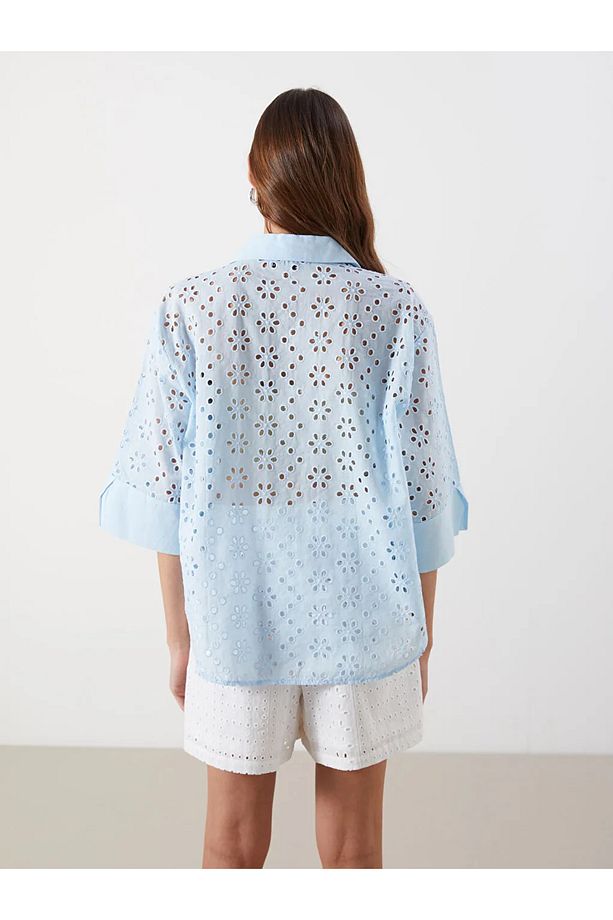 LCW Vision Ajurlu Oversize Kadın Gömlek - 4