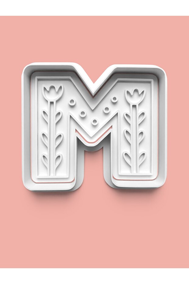 Patterned Letter m Cookie Mold and Sugar Dough Mold