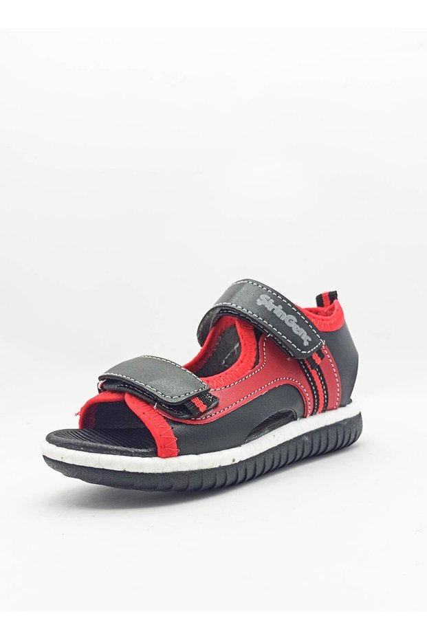 Cute Young Orthopedic Sole Red Color Strappy Velcro Girls Sandals