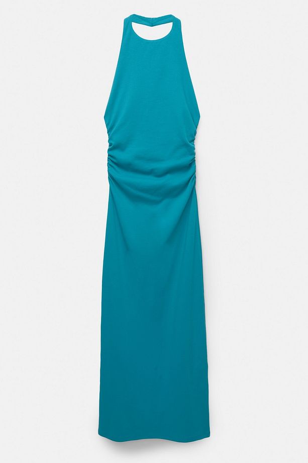Halter yaka midi elbise - 6