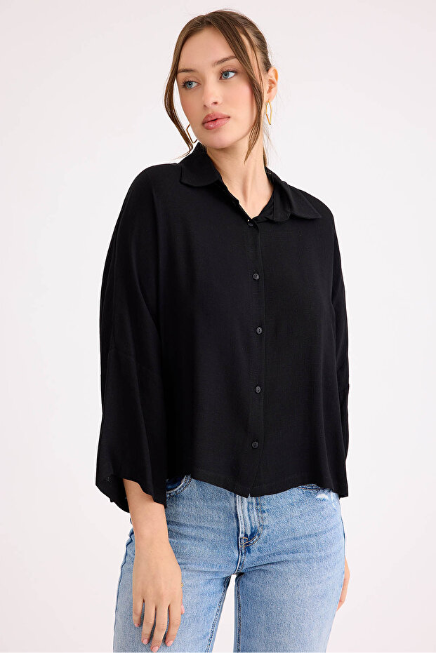 Oversize Viskon Keten Gömlek - 2