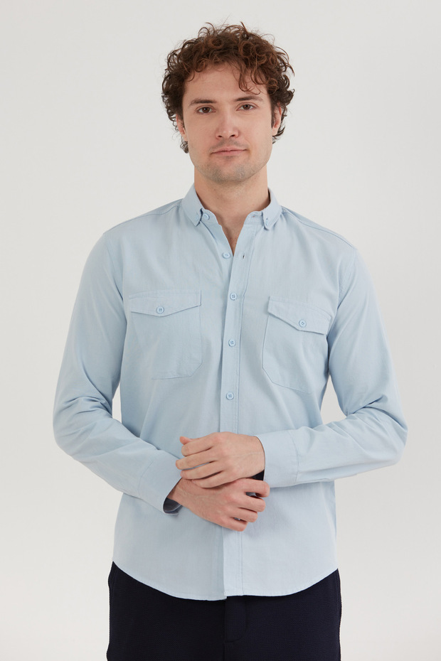 Basic Çift Cepli Gömlek - 1