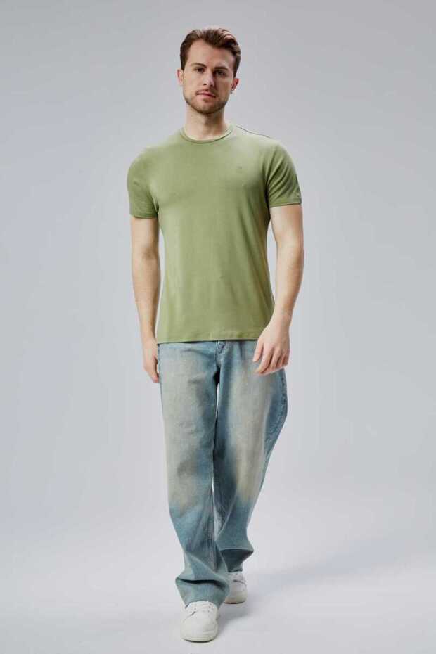 Flex 1St Quality T-Shirt Bamboo Combed Cotton Lycra Men's Short Sleeve Slim Fit O Neck T-Shirt