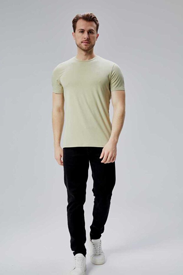Flex 1St Quality T-Shirt Bamboo Combed Cotton Lycra Men's Short Sleeve Slim Fit O Neck T-Shirt