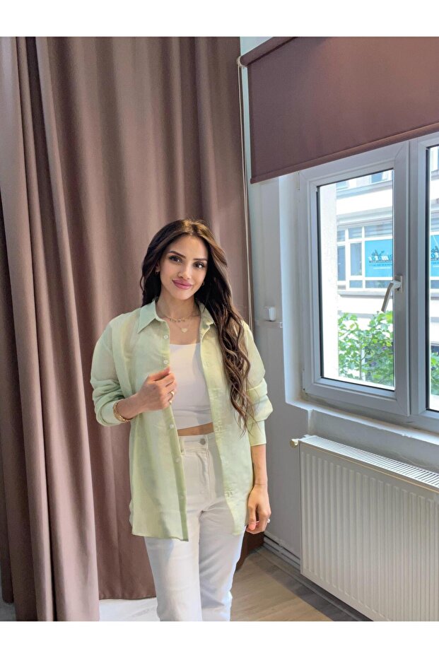 Yeşil Transparan Gömlek - 3
