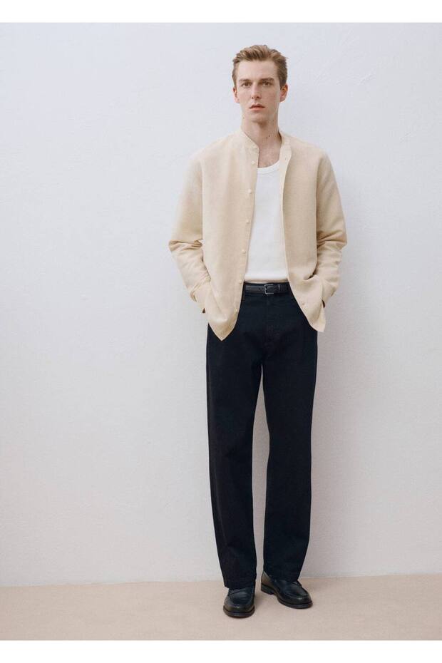 Hakim yaka keten gömlek - 5