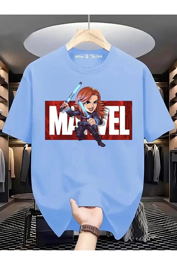 تي شيرت كبير الحجم مطبوع عليه Super Hero Black Widow