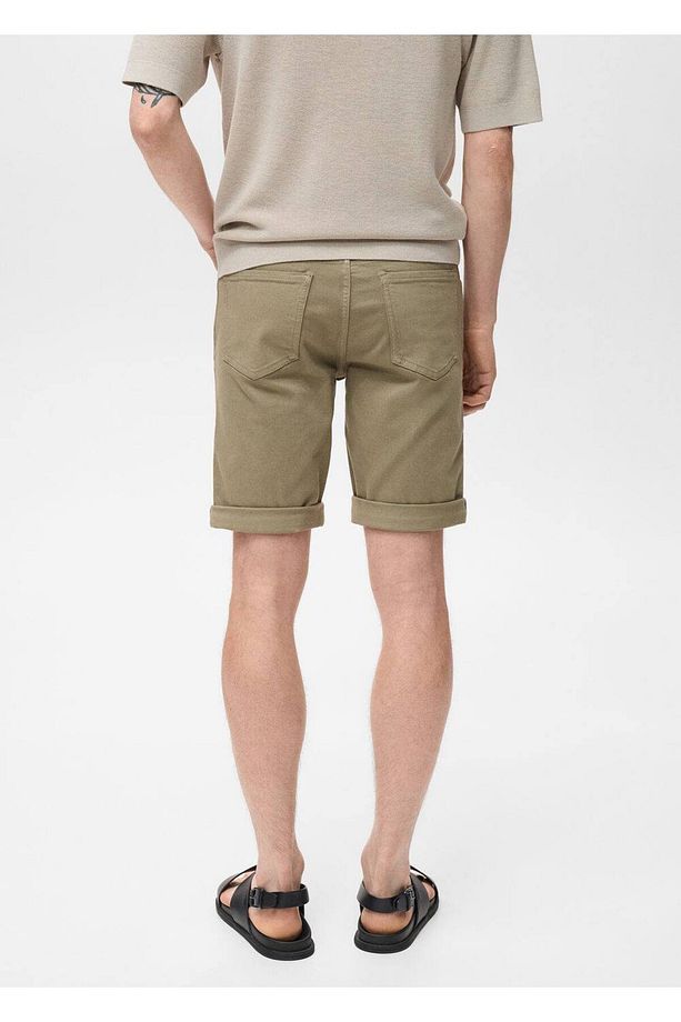 Slim fit kot bermuda şort - 4
