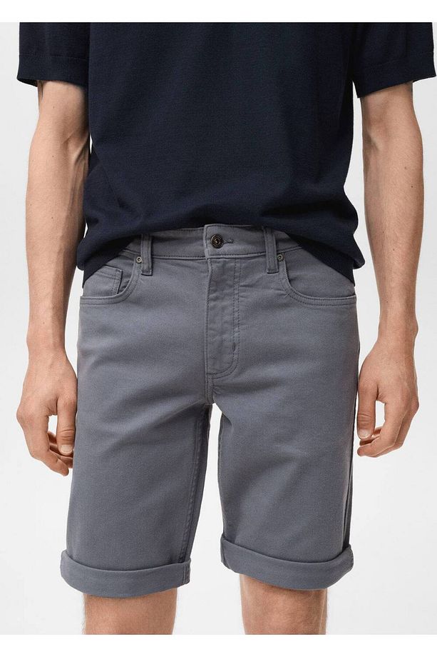 Slim fit kot bermuda şort - 1