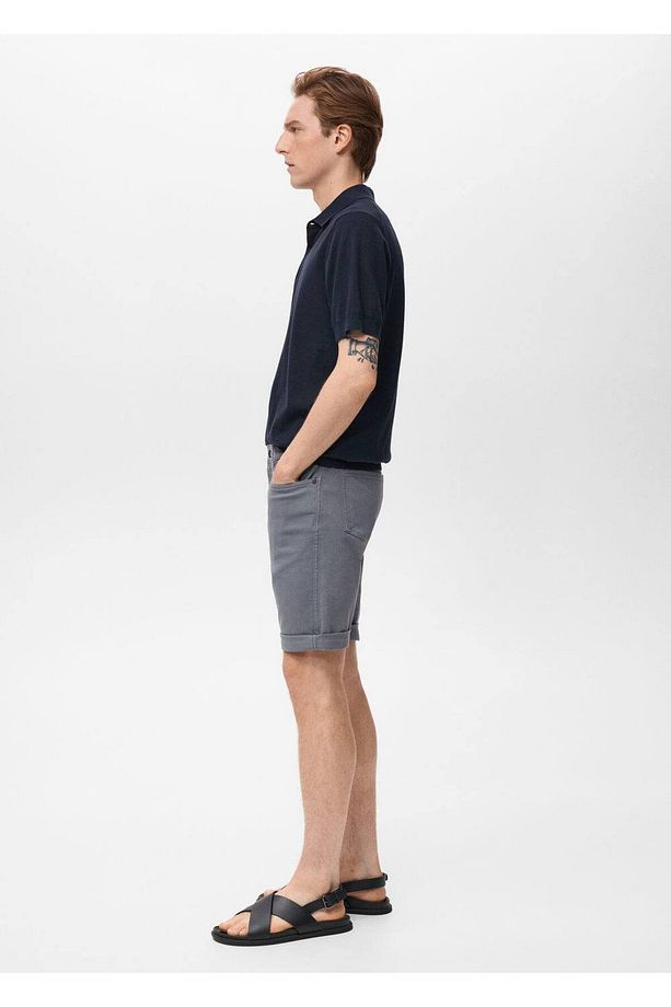 Slim fit kot bermuda şort - 7